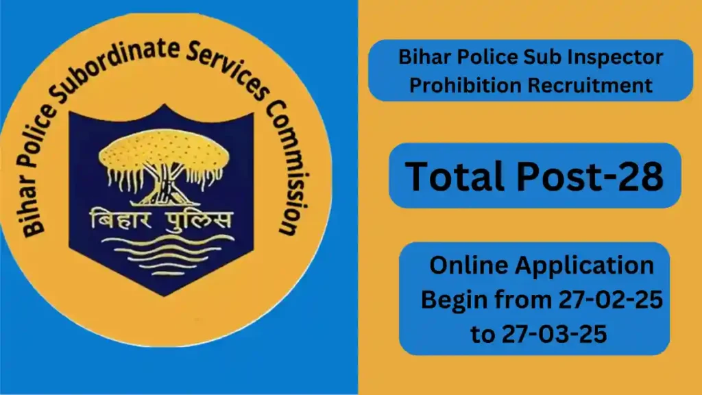 Bihar Police Sub Inspector Prohibition: BPSSC has released the Notification for the recruitment of the posts of Police Sub Inspector Prohibition.