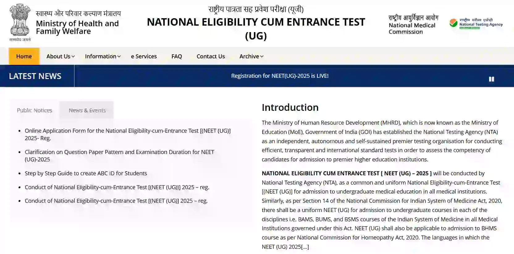 NEET (UG) Registration 2025