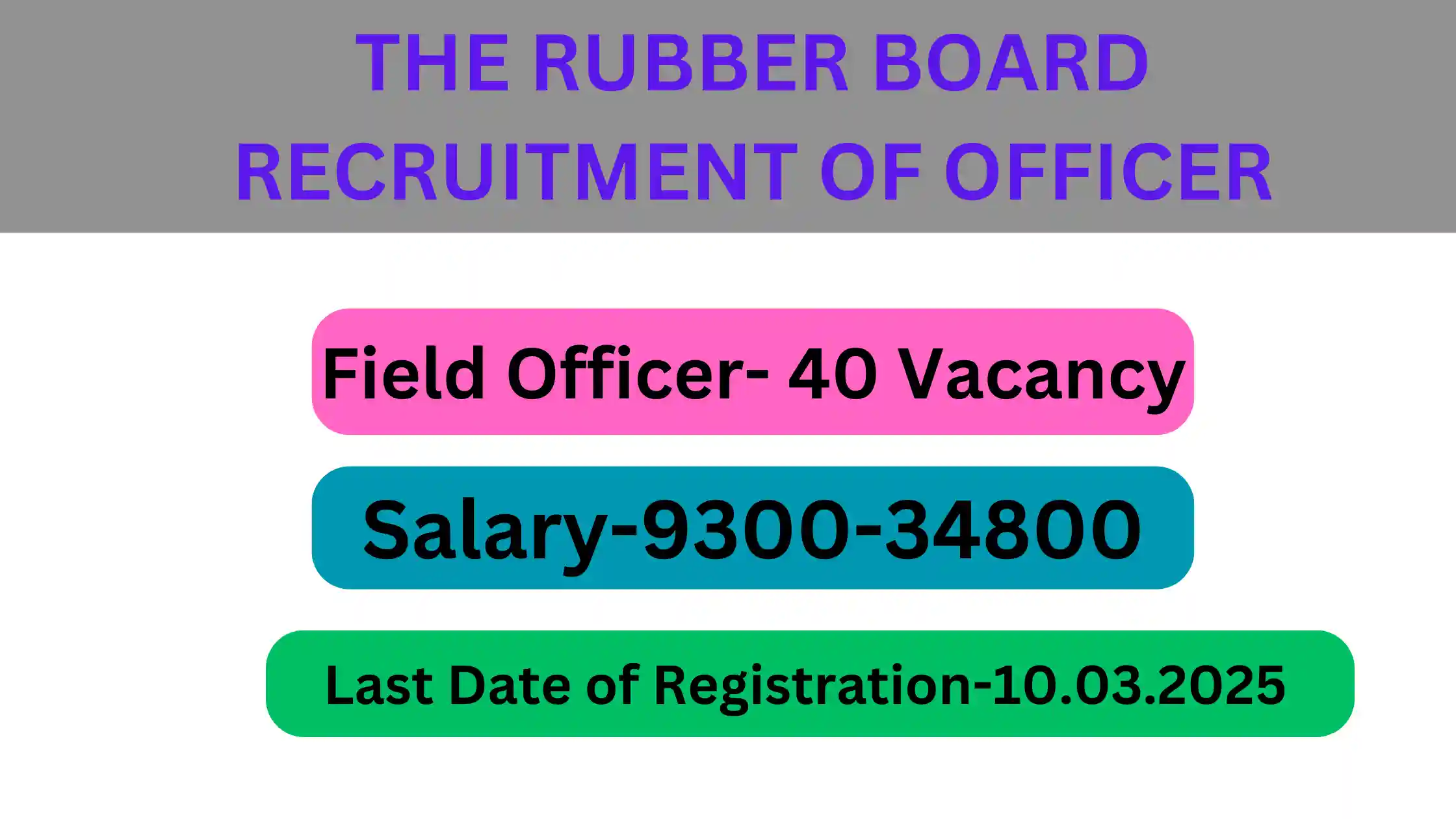 THE RUBBER BOARD RECRUITMENT OF OFFICER