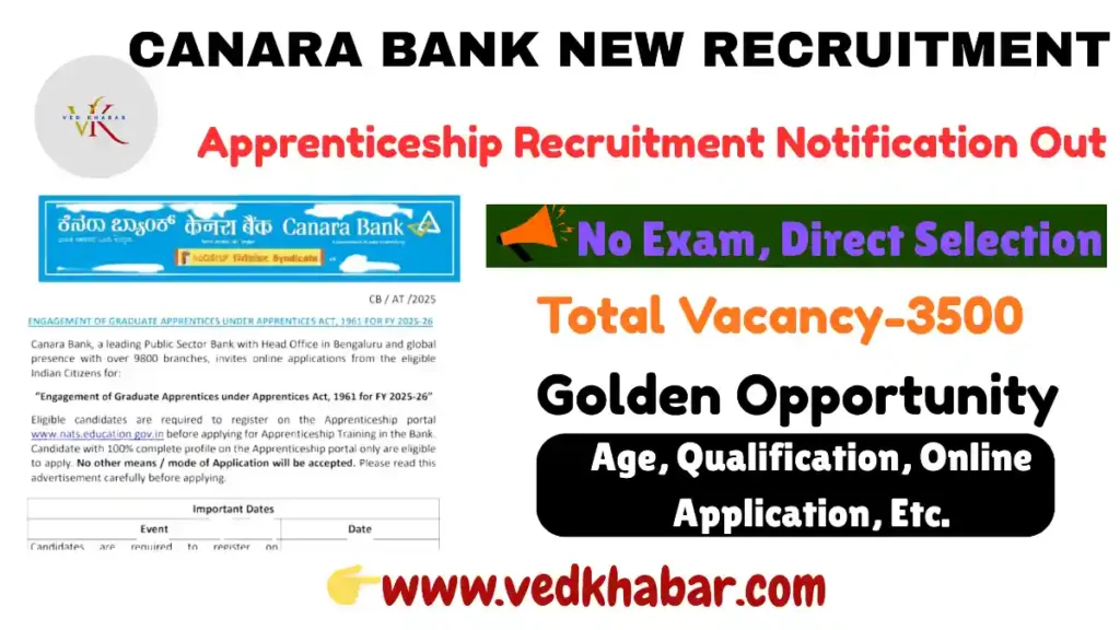 CANARA BANK NEW RECRUITMENT